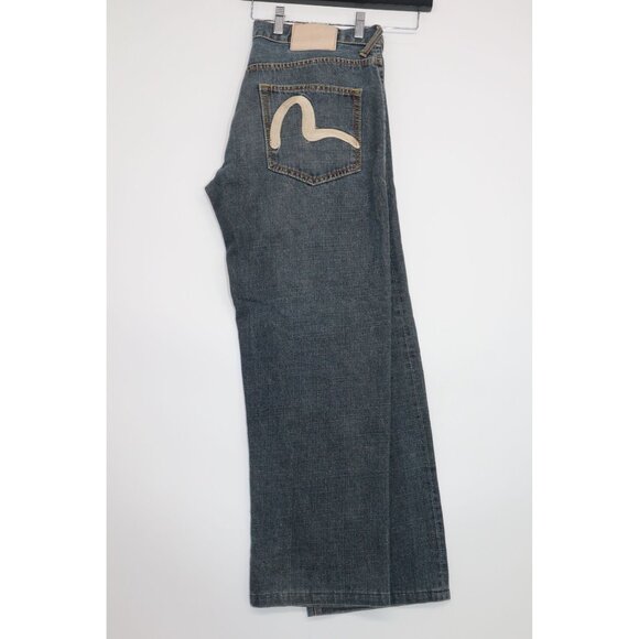 Evisu Japan Indigo Wide Leg Denim Button Fly Jeans 36x30 100% Cotton Classic Fit - Picture 15 of 16
